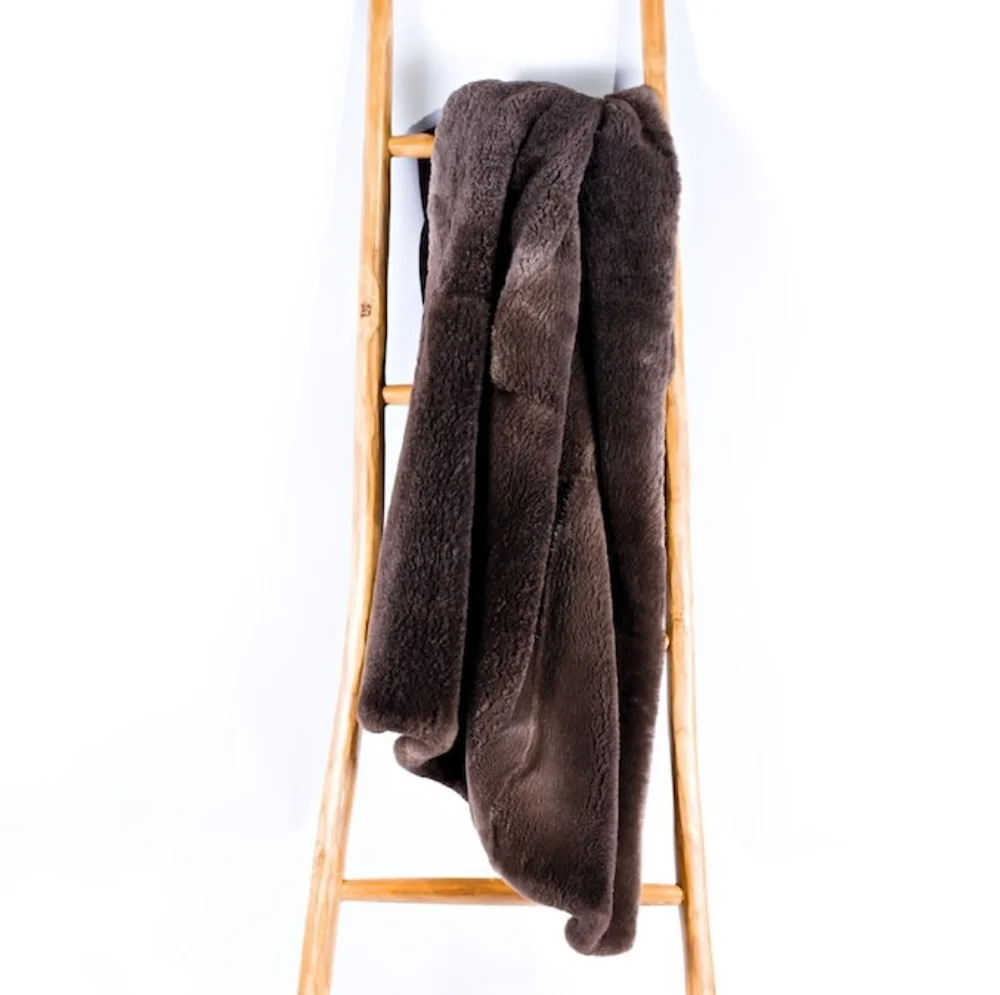 Adirondack Beaver Fur Throw Blanket Vintage Brown Fur Throw